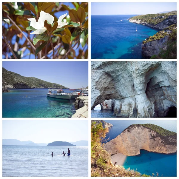 Zakynthos eiland collage, Griekenland, zante, zakintos Stockafbeelding