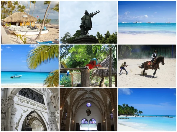 Collage tropical, República Dominicana, Punta Cana, Bavaro, Isla Saona, República Dominicana mejores lugares en collage — Foto de Stock