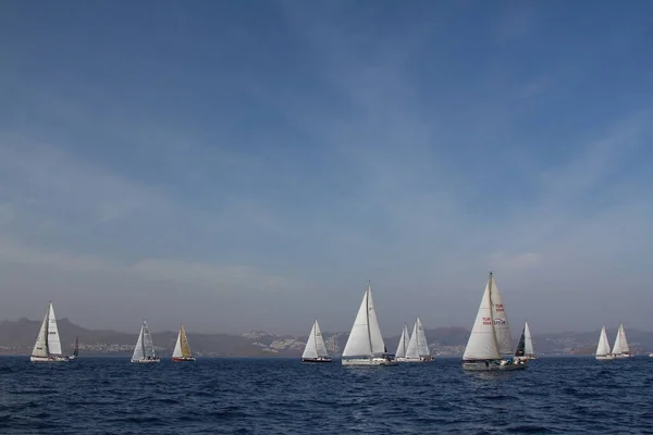 Avril 2018 Voiliers Naviguant Par Temps Venteux Dans Les Eaux — Photo