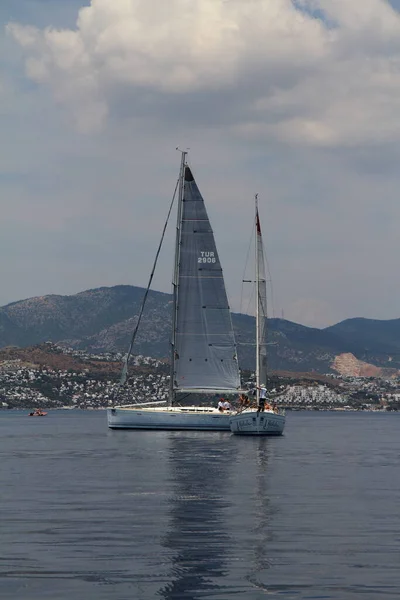 Бодрум Туреччина Травня 2018 Морські Човни Плавають Вітряну Погоду Блакитних — стокове фото