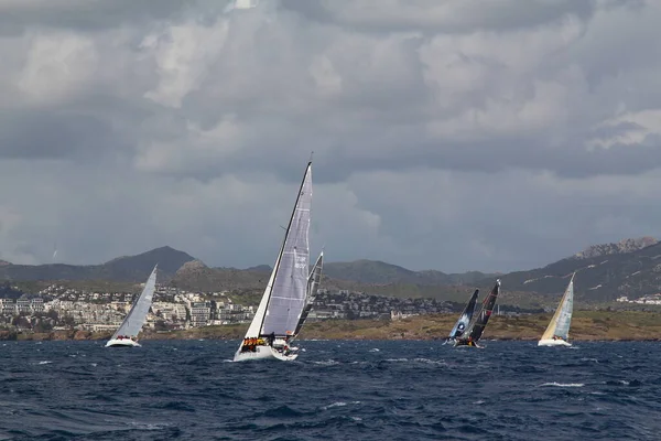 Bodrum Turkije Maart 2018 Zeilboten Varen Met Winderig Weer Het — Stockfoto