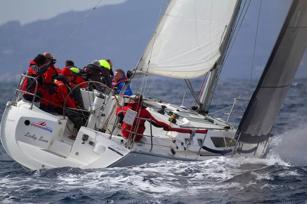 Bodrum Turkey March 2018 Sailboats Sail Windy Weather Blue Waters — Photo