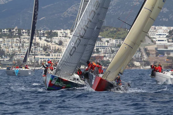 Bodrum Turchia Marzo 2018 Barche Vela Navigano Tempo Ventoso Nelle — Foto Stock