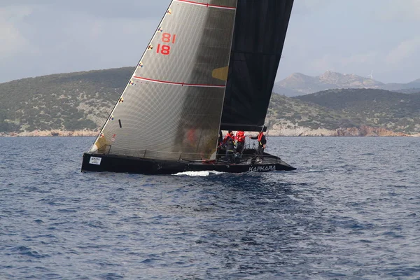 Bodrum Turquia Março 2019 Veleiros Navegam Tempo Ventoso Nas Águas — Fotografia de Stock