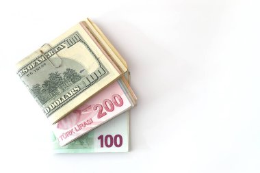 Türk lirası, dolar ve avro banknotları