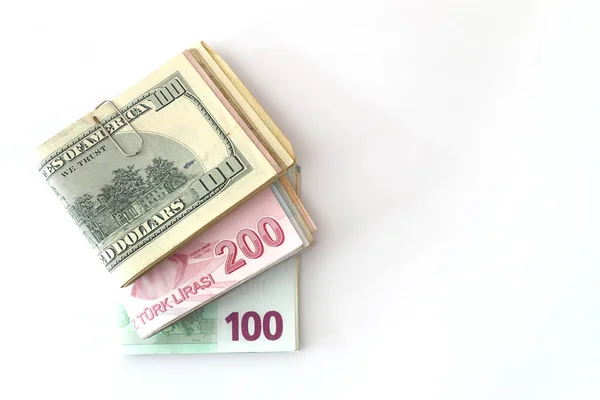 Türkische Lira Dollar Und Euro Banknoten — Stockfoto