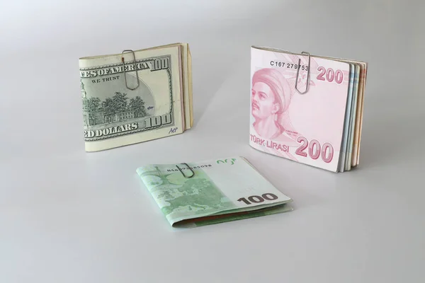 Lire Turque Dollar Billets Euros — Photo