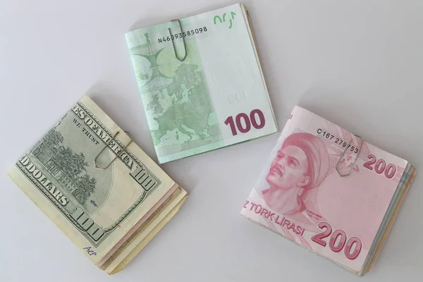 Lire Turque Dollar Billets Euros — Photo
