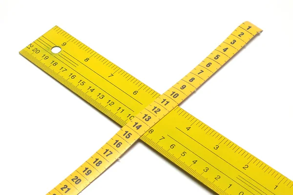 Yellow Measuring Tape Tool Roulette Ruler Tape Measure Template Centimeters — Stock Photo, Image