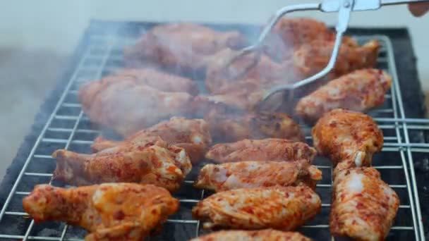 Grillat Kycklingbröst Turkiska Kebab Grillen — Stockvideo