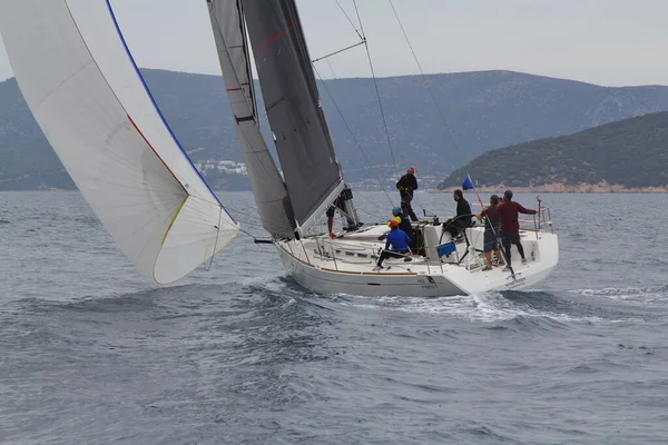 Bodrum Turkey May 2019 Sailboats Sail Windy Weather Blue Waters — 图库照片