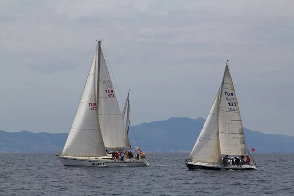 Bodrum Turkey May 2019 Sailboats Sail Windy Weather Blue Waters — Stockfoto