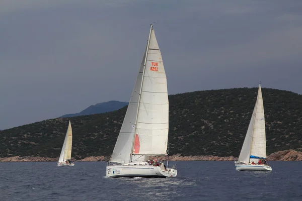 Bodrum Turkey May 2019 Sailboats Sail Windy Weather Blue Waters — Photo