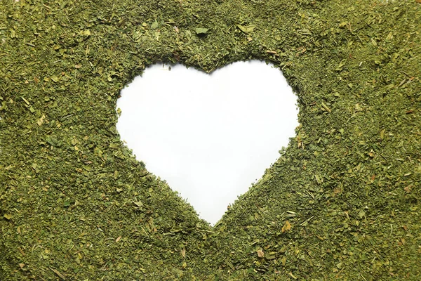 Dry Mint in heart shape isolate on white background