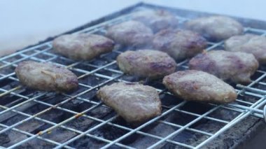 close-up view of delicious grilled meatball
