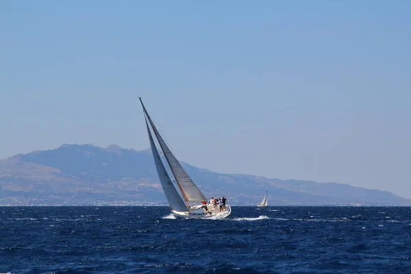 Bodrum Turkey May 2019 Sailboats Sail Windy Weather Blue Waters — Φωτογραφία Αρχείου