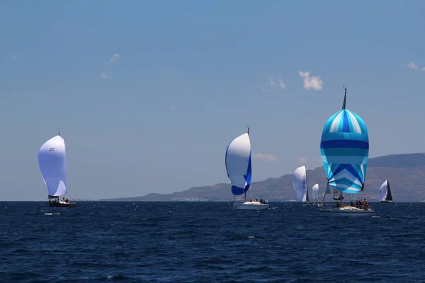 Bodrum Turkey May 2019 Sailboats Sail Windy Weather Blue Waters — Stock Fotó
