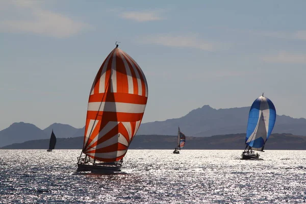 Bodrum Turkey May 2019 Sailboats Sail Windy Weather Blue Waters — Stock fotografie