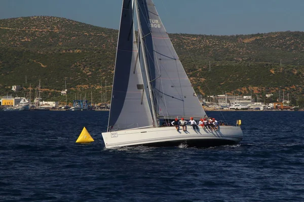 Bodrum Turkey May 2019 Sailboats Sail Windy Weather Blue Waters — 스톡 사진