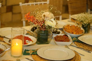 A dinner table from the Turkish Culture being prepared for a celebration in West Turkey