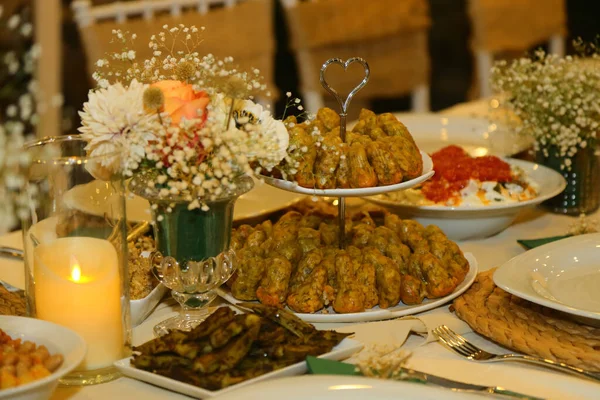 Dinner Table Turkish Culture Being Prepared Celebration West Turkey — Stockfoto