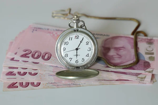 Turkish Lira Old Clock Selective Focus — Stock Fotó