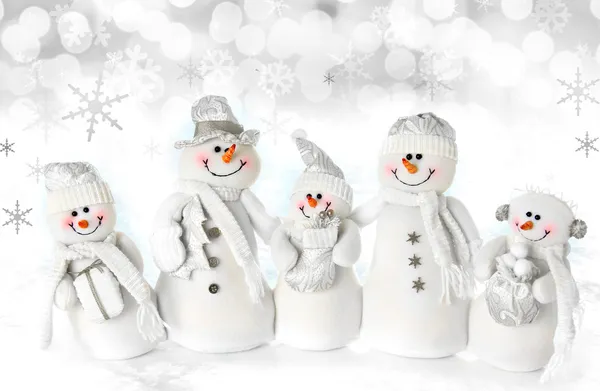 Vánoční sněhulák rodina — Stock fotografie