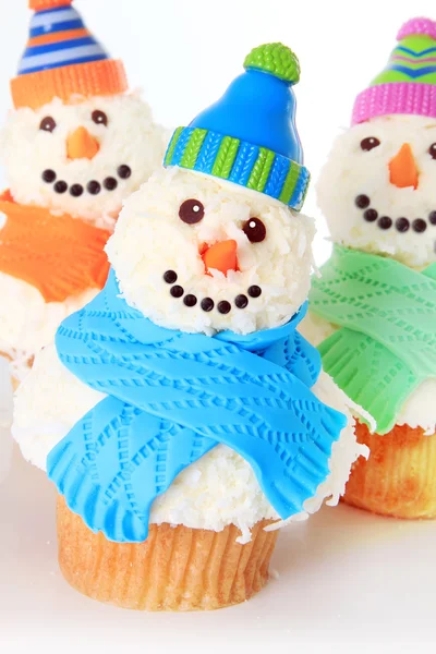 Snowman cupcakes — Stock Photo, Image