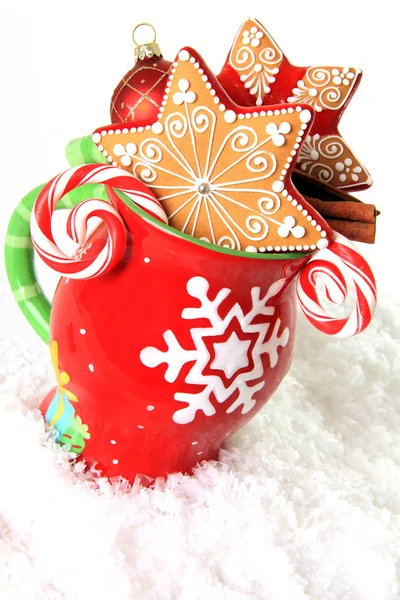 Taza de Navidad y galletas — Foto de Stock