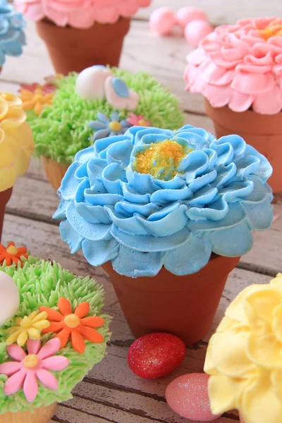 Easter cupcakes and Easter eggs — Stock Photo, Image