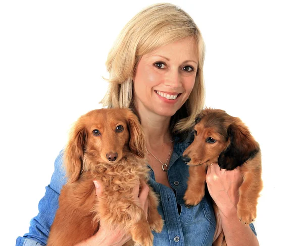 Woman and dogs. — Stock Photo, Image