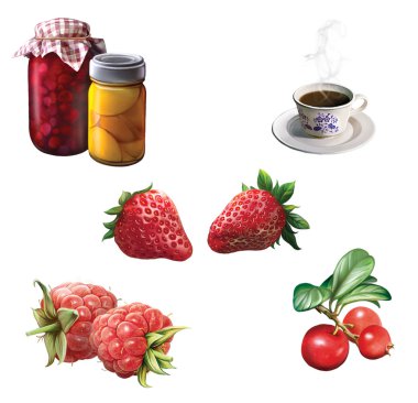 çay bardağı. yaban mersini, kızılcık, ahududu. çilek