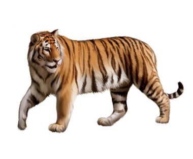 Yetişkin tiger açık kafa ile yürüyüş