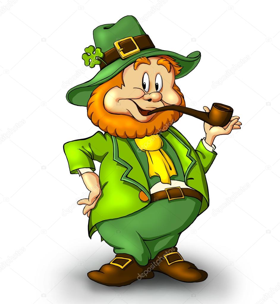 Leprechaun with a smoking pipe