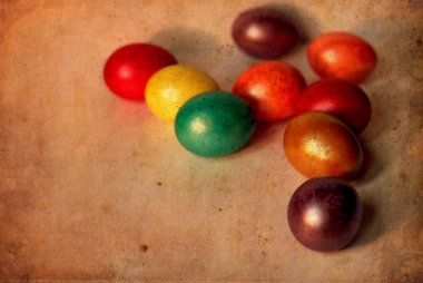 Paskalya kartı, Paskalya yumurtaları, retro bahar arka plan