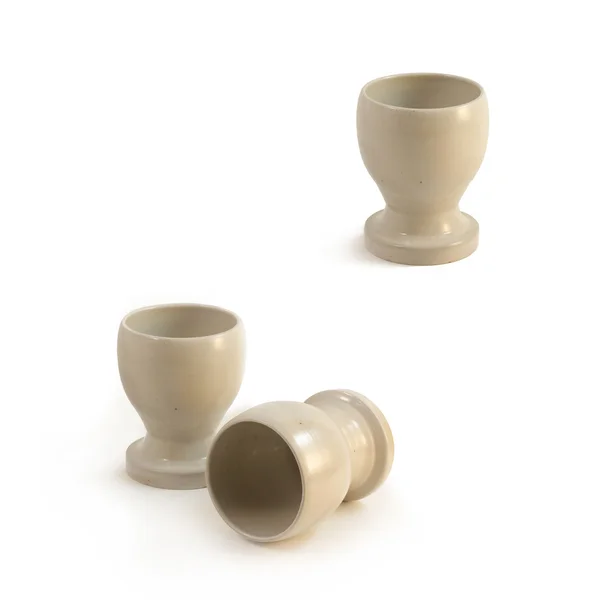 Dirty white handmade ceramic goblet stands — Stock Photo, Image