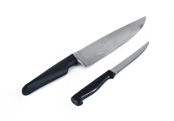 Close up of a butcher knife and little knife — Stock Photo, Image