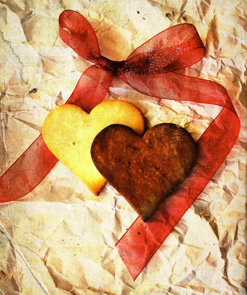 San Valentino sfondo con biscotti di zucchero a forma di cuore — Foto Stock