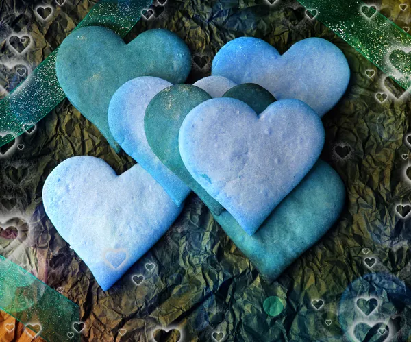 Valentinstag Hintergrund mit herzförmigen Zuckerkeksen — Stockfoto