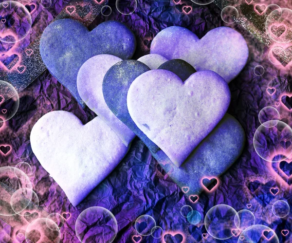Valentinstag Hintergrund mit herzförmigen Zuckerkeksen — Stockfoto