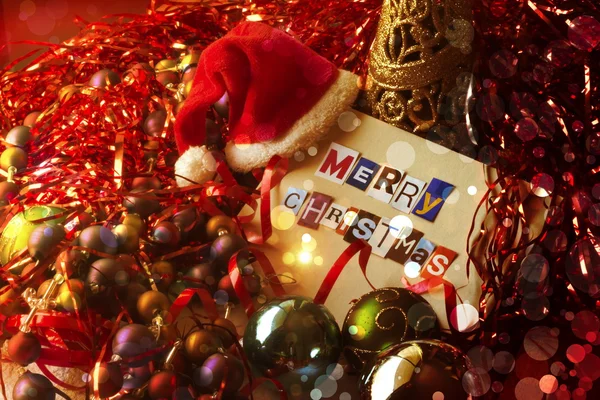 Cartão de Natal com decorações — Fotografia de Stock