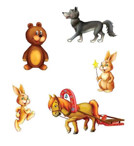 Illustration of cute cartoon forest animals — 图库照片