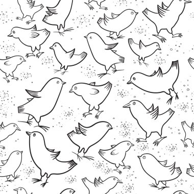 kuşlar ile beyaz seamless modeli