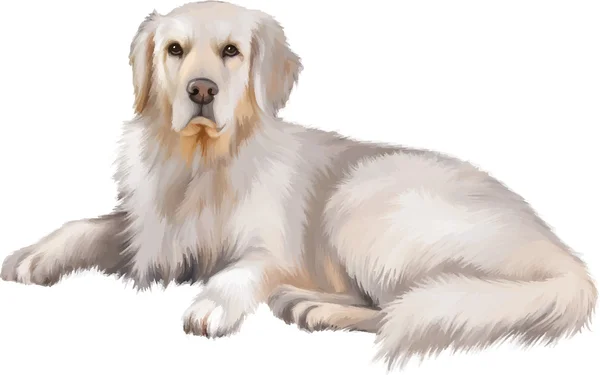 Golden retriever perro acostado — Vector de stock