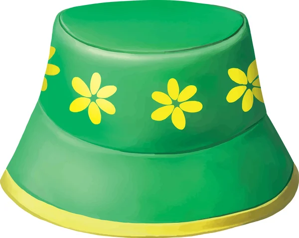 Chapéu Panamá bebê verde com flores — Vetor de Stock