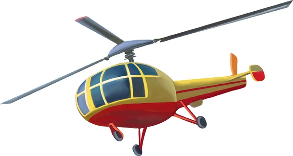 Helicopter toy model at flight — Stock Vector