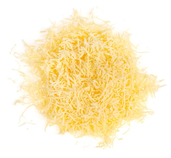 Grated Cheese Isolated White Background Yellow Shredded Cheese Close Top — Stock Photo, Image