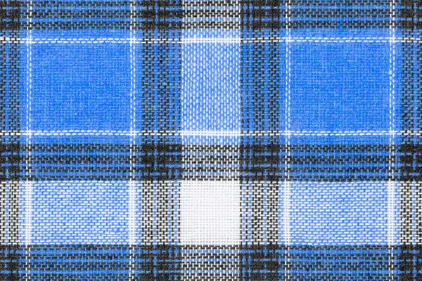 Синий Белый Фактурный Фон Тартана Ткань Рубашки Клетчатым Рисунком Фабричный — стоковое фото