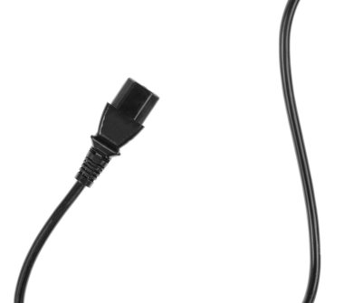 Avrupa elektrik prizi beyaz arka planda izole edildi. Fişi olan siyah güç kablosu. Güç kablosu yakın plan