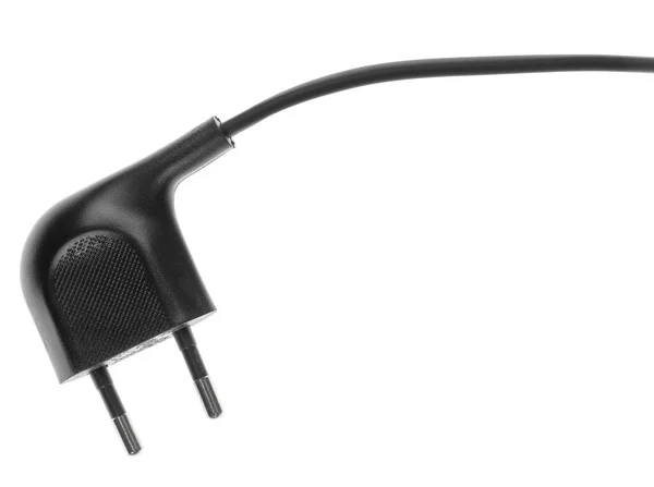Elektrische Europäische Stecker Isoliert Auf Weißem Hintergrund Schwarzes Stromkabel Mit — Stockfoto
